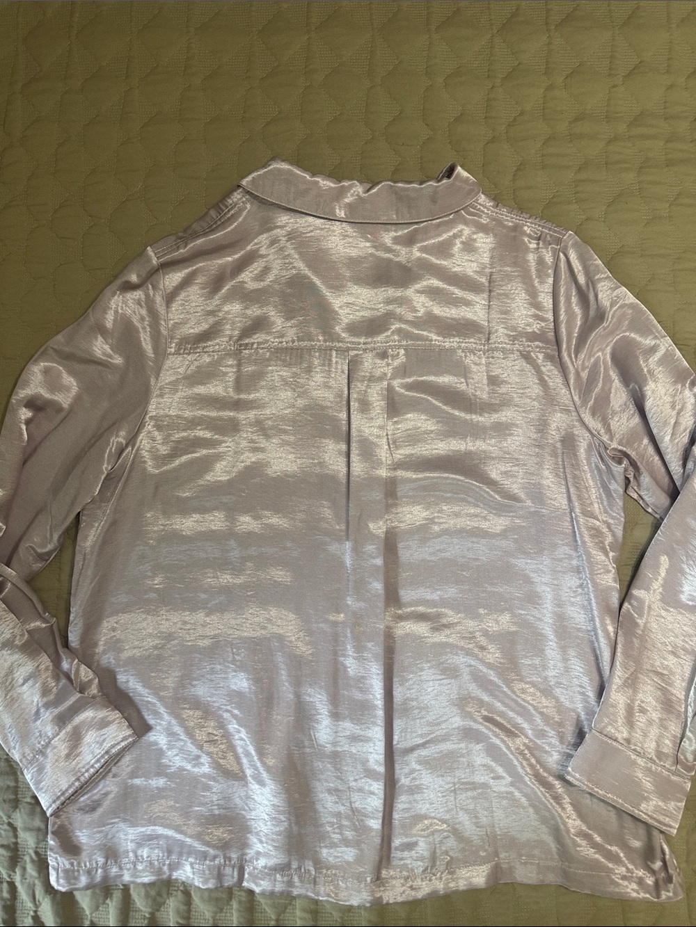 Anthropologie Current Air Iridescent Pale Pink Button-Down Shirt Medium - Picture 5 of 7